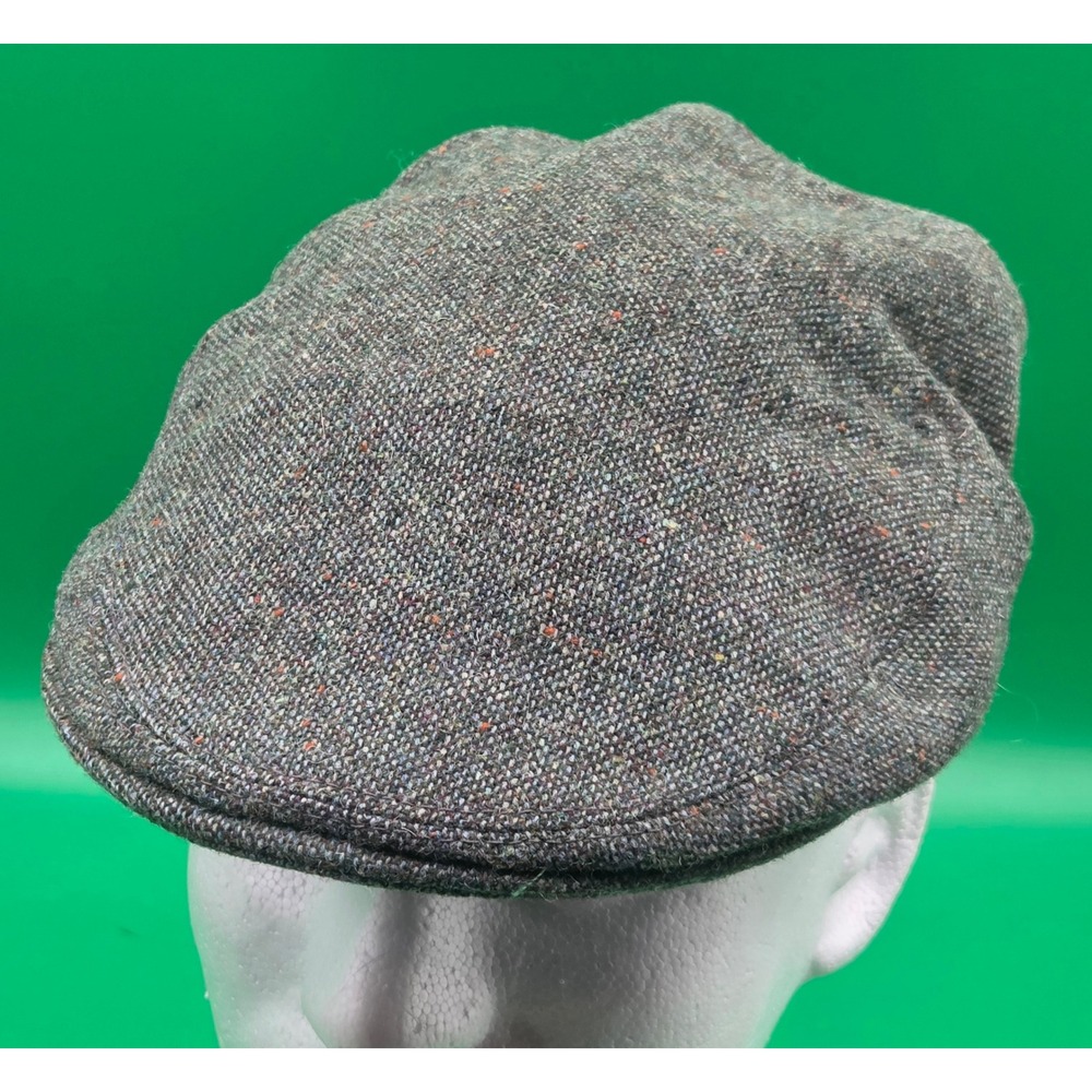 Glen Eske Donegal Tweed Flat Cap Mens Medium Green Flecked Wool Ireland Driving